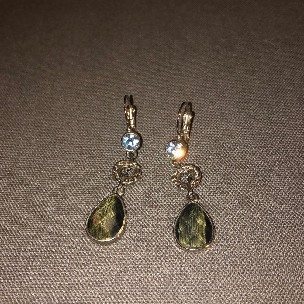 Lia Sophia green blue and silver drop earrings